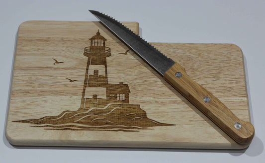 Frühstücksbrett aus Holz mit integrierter Messerhalterung Brötchenmesser Buche
