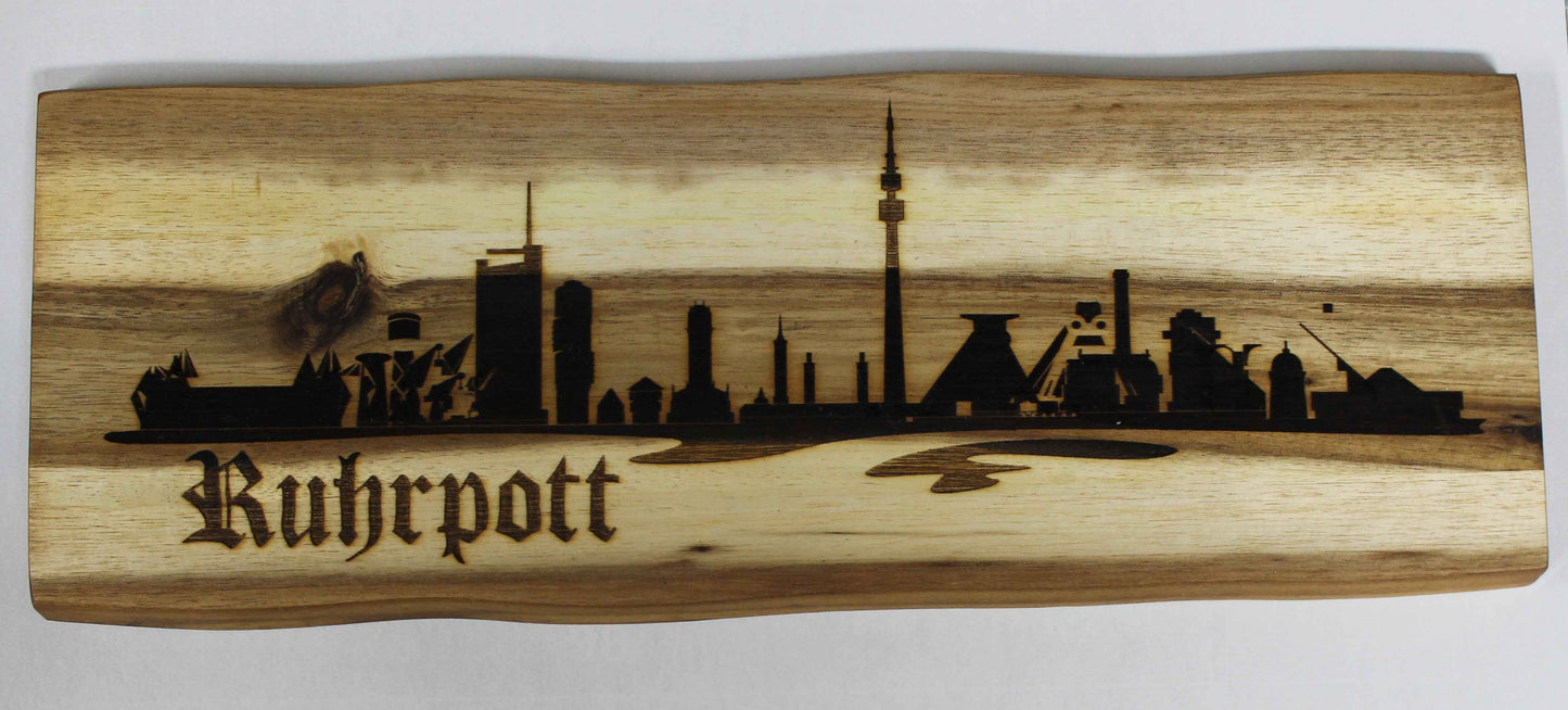 Schneidebrett Motiv Ruhrpott Panorama Laser graviert