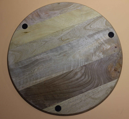 Rundes Servierbrett Deko Brett aus Mangoholz mit Wolf Motiv