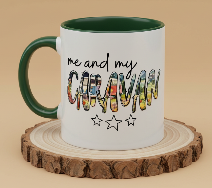 Keramiktasse Spruch me and my Caravan
