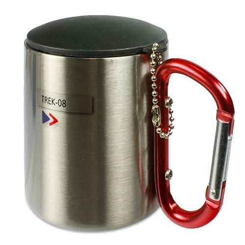 Becher Edelstahltasse mit Karabiner und Deckel Camping Wander