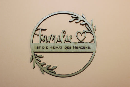 Holz Dekoring Familie ist die Heimat des Herzens Lasergeschnitten