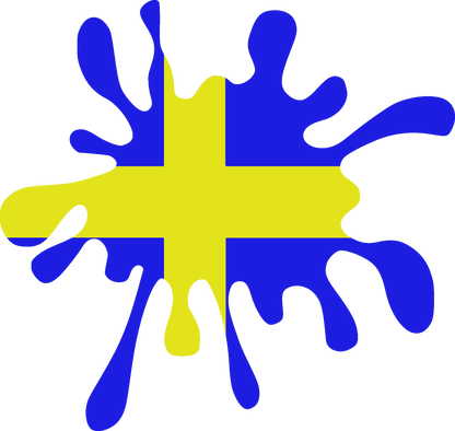 Aufkleber Vinylfolie Farbklecks Schwedenflagge  Decal Auto Dekor Schweden Wohnmobil Wohnwagen Dekor