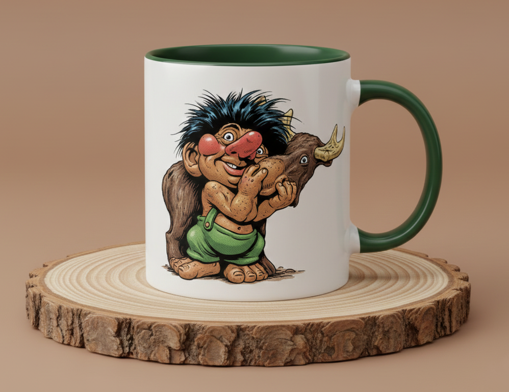 Keramiktasse Troll streichelt Elch