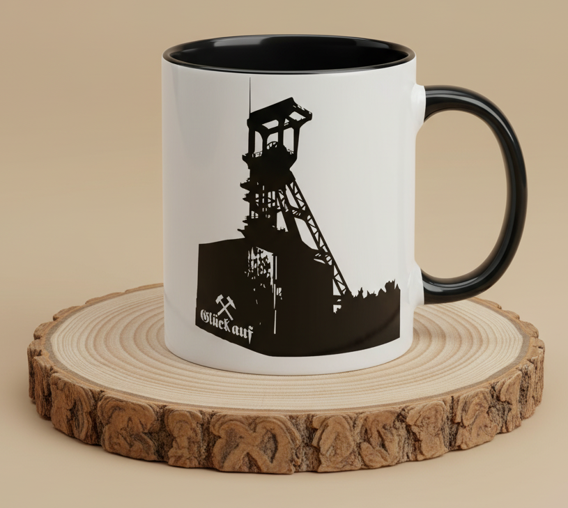 Keramiktasse Ruhrpott Bergbau Glück Auf Förderturm 