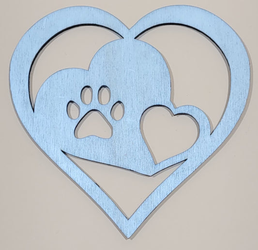 Holz Dekohänger Herz Pfote  Das perfekte Geschenk für Tierliebhaber