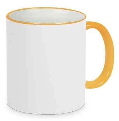 Keramiktasse RIM HANDLE 11oz goldgelb
