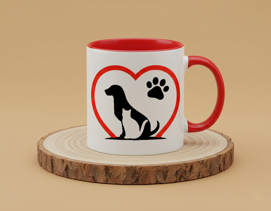 Keramiktasse Love Hund Katze mit Herz und Pfote