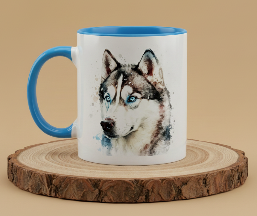 Keramiktasse Husky Kopf