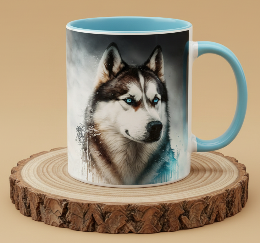 Keramiktasse Husky Kopf