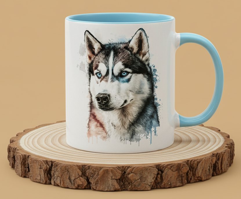 Keramiktasse Husky Kopf