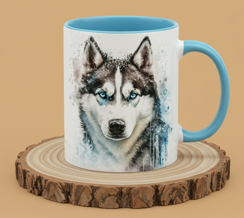 Keramiktasse Husky Kopf