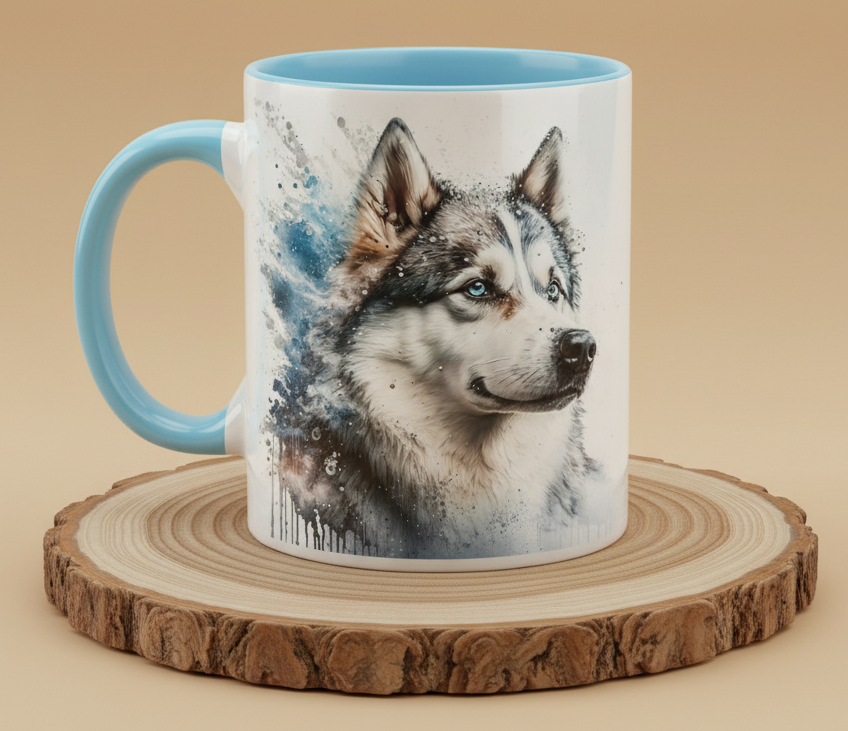 Keramiktasse Husky Kopf