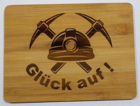 Frühstücksbrett  Motiv Bergbau Glück Auf Bambus