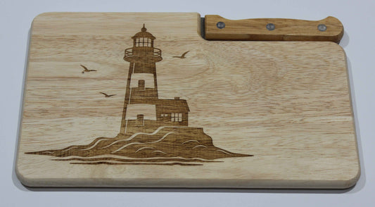 Frühstücksbrett aus Holz mit integrierter Messerhalterung Brötchenmesser Buche