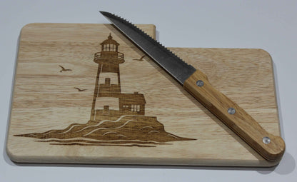 Frühstücksbrett aus Holz mit integrierter Messerhalterung Brötchenmesser Buche 