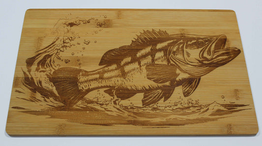 Schneidebrett aus Bambus  Motiv Fisch Bambus