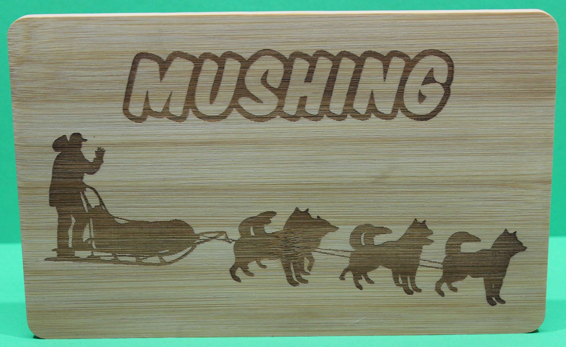 Frühstücksbrett  Motiv Zughundesport  Mushing Schlitten Gespann Bambus