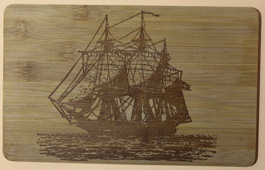 Frühstücksbrettchen Segelschiff Windjammer Bambus Laser graviert