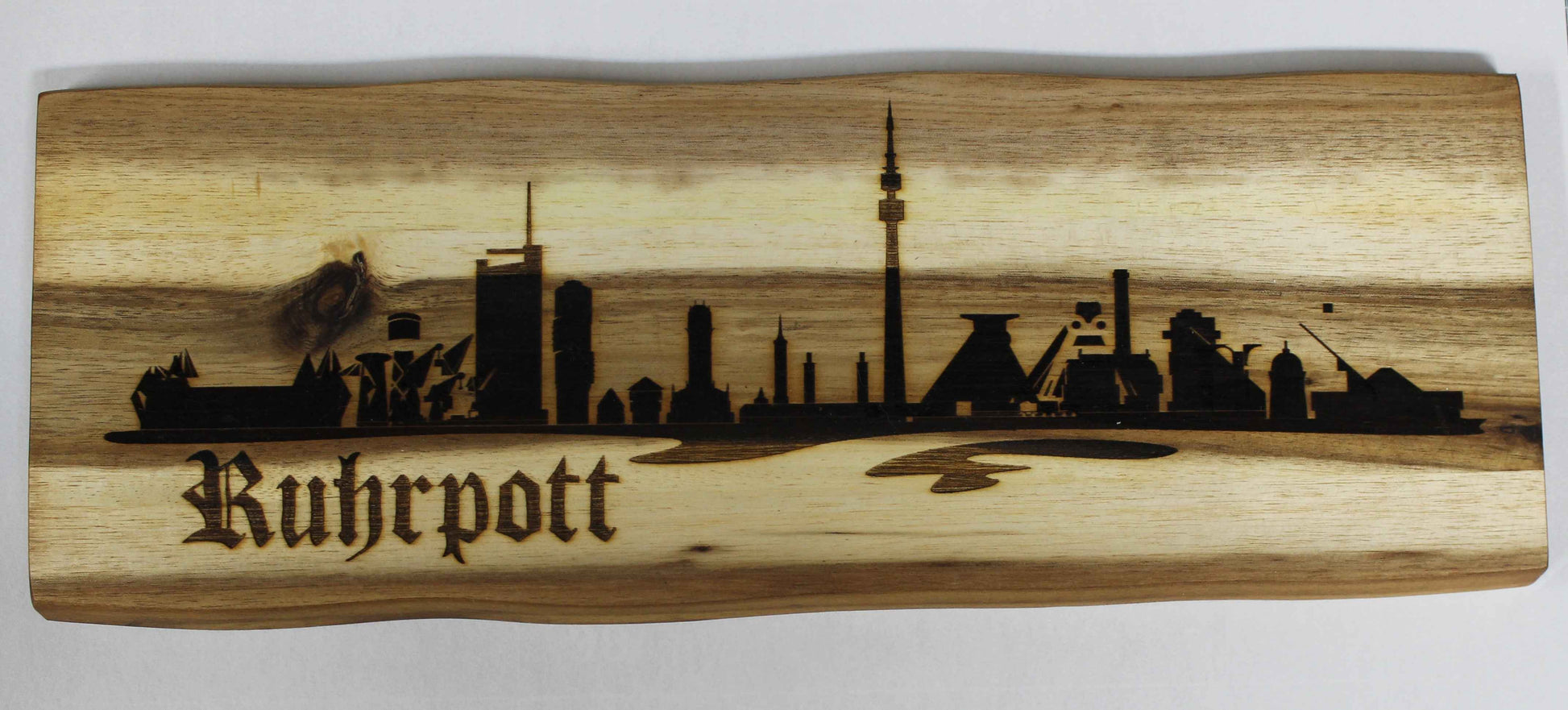 Schneidebrett  Motiv Ruhrpott Panorama Laser graviert