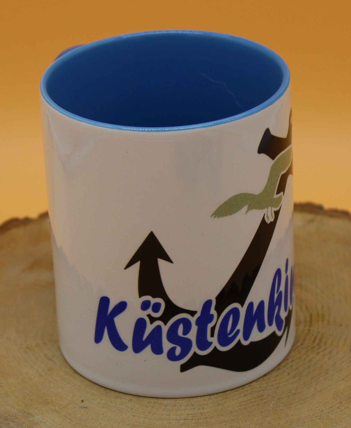 Keramiktasse Küstenkind mit Anker und Möwe