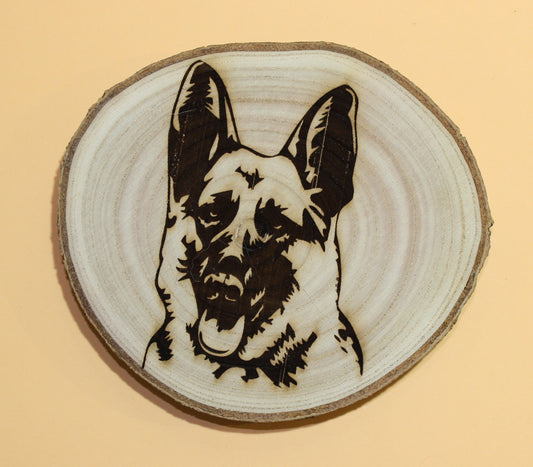 Rindenholz Scheibe Schäferhund Laser Graviert Baumscheibe kann nach eigenem Wunsch personalisiert werden