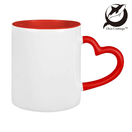Keramiktasse TWO TONES LOVE HANDLE 11oz Orca Coating rot