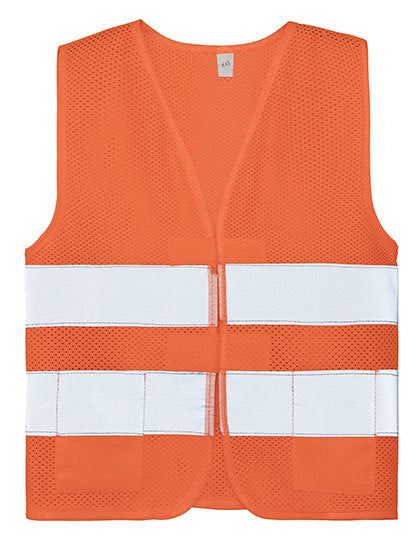Kinder Warnweste Korf signal orange mit 2 Reflexstreifen und Taschen