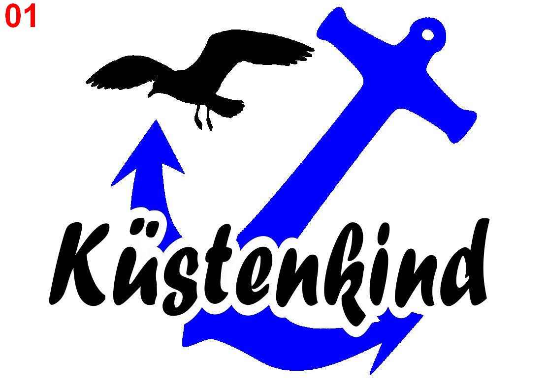Aufkleber Vinylfolie Küstenkind mit Anker und Möwe