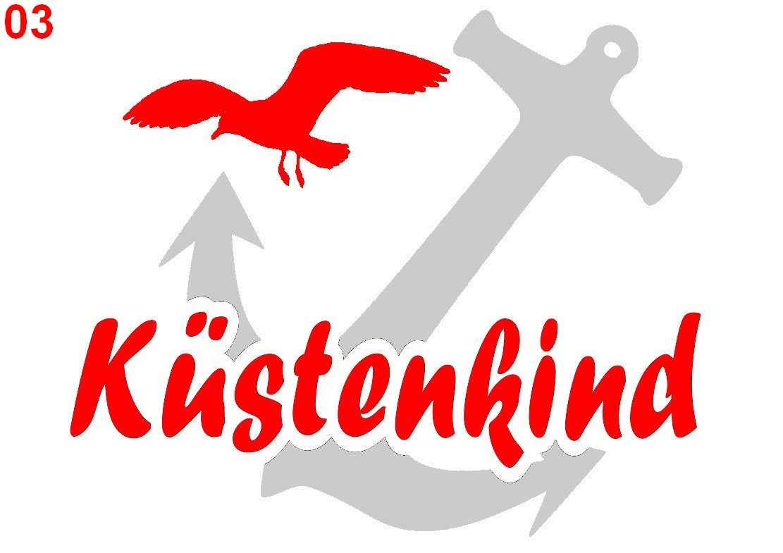 Aufkleber Vinylfolie Küstenkind mit Anker und Möwe
