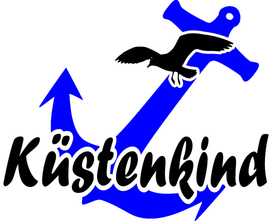 Aufkleber Vinylfolie Küstenkind mit Anker und Möwe