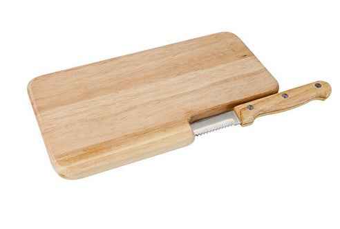 Frühstücksbrett aus Holz mit integrierter Messerhalterung Brötchenmesser Buche