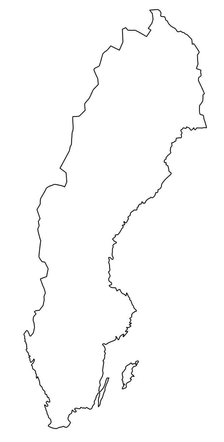 Aufkleber Vinylfolie Kontur Umriss Schweden