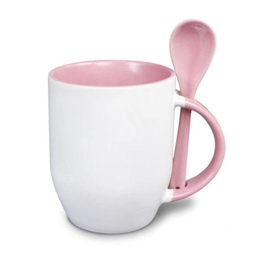Keramiktasse TWO TONES Löffel Orca Coating altrosa