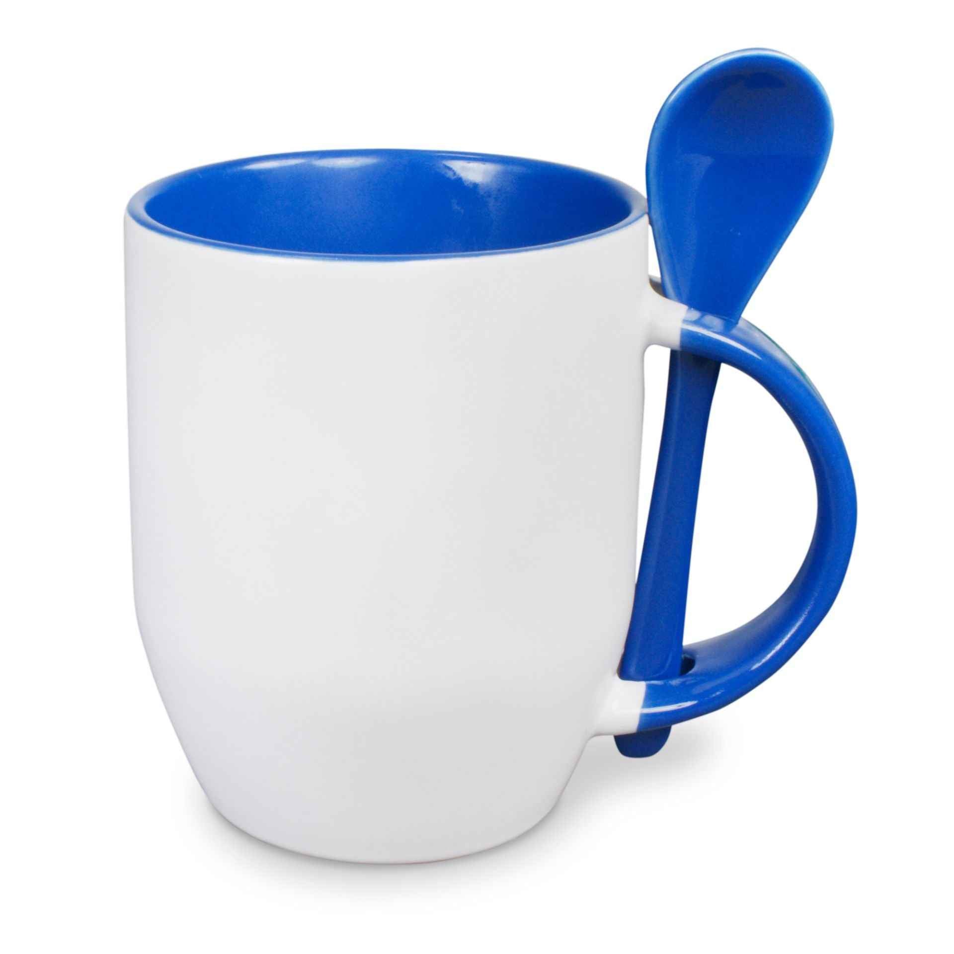Keramiktasse TWO TONES Löffel Orca Coating blau