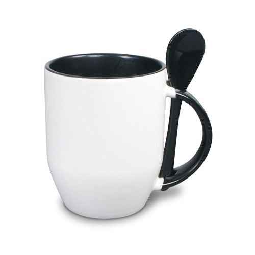 Keramiktasse TWO TONES Löffel Orca Coating schwarz
