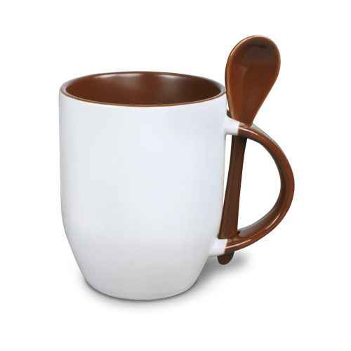 Keramiktasse TWO TONES Löffel Orca Coating braun