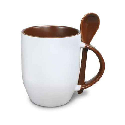 Keramiktasse TWO TONES Löffel Orca Coating braun